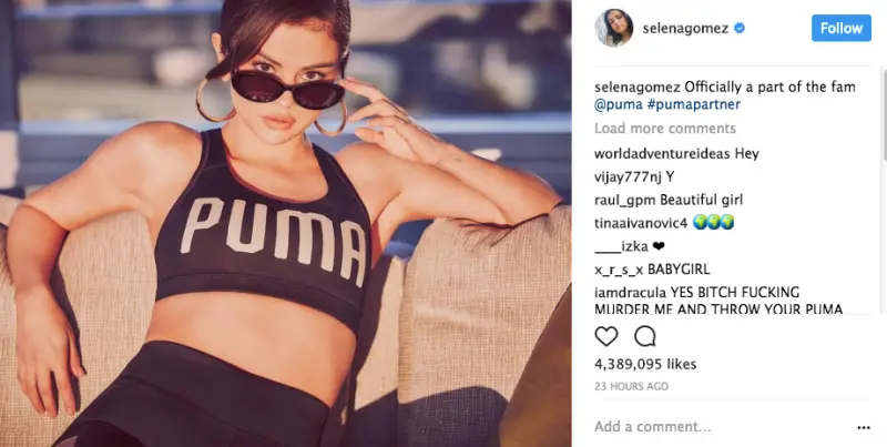 Selena Gomez sur Instagram