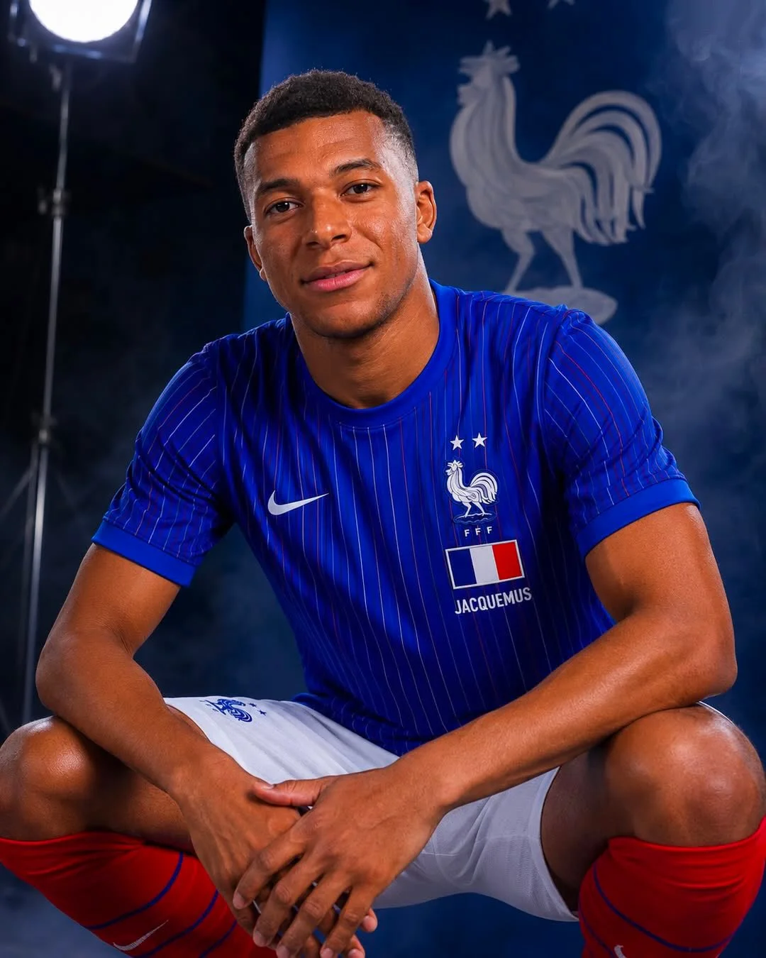 Le maillot pré-match Nike x Jacquemus porté par Kylian Mbappé