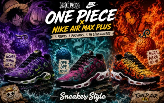 One Piece x Nike Air Max Plus : trois TN inspirées des Fruits du Démon